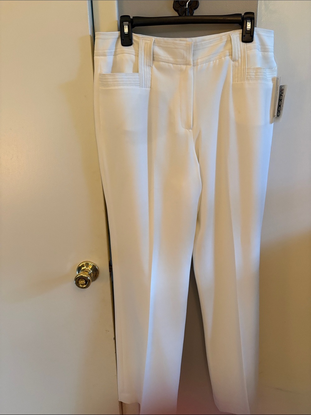 Larry Levine White Straight-Leg Trousers